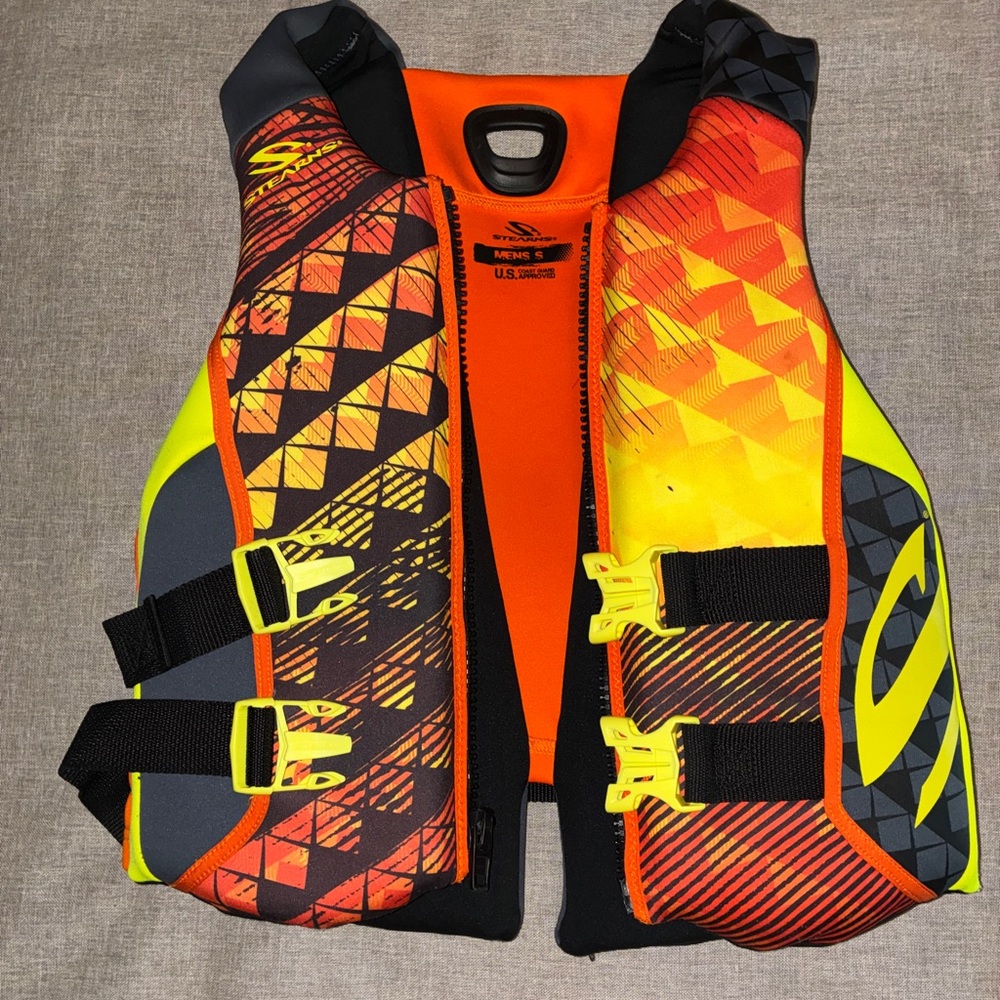 Men's Life Jacket Vest - Bright Orange & Neon Yellow